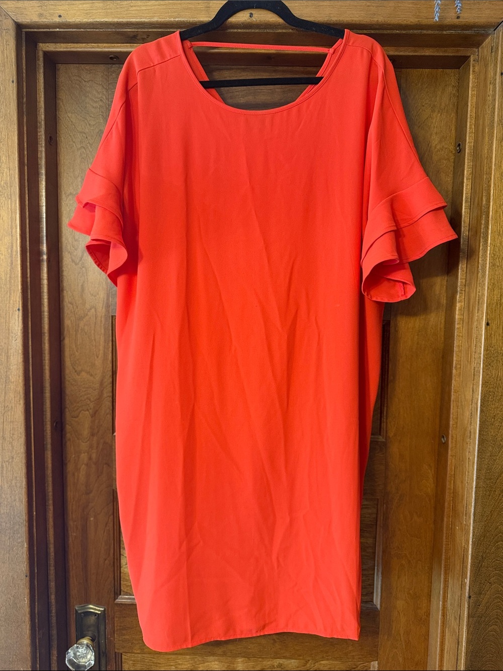 Maurices Coral Red Ruffle Sleeve Tunic